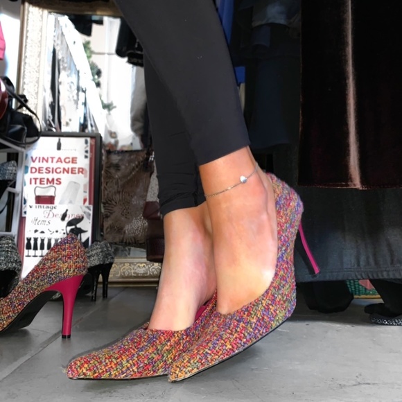 Shoes - High heeled Knit Rainbow Pumps - Brand New